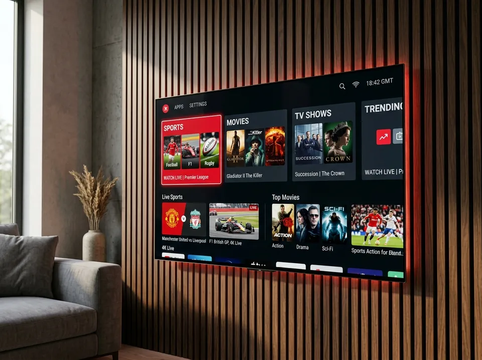 Reliable Budget IPTV UK: Dedicated European server bandwidth streaming stable 50fps sports on OLED TV
