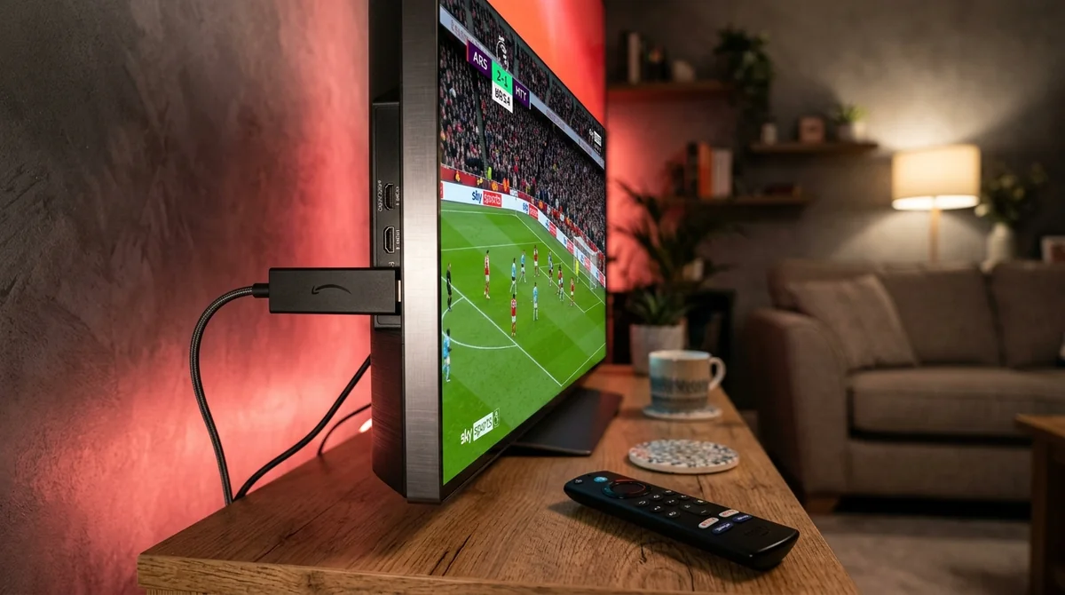 Amazon Fire TV Stick 4K Max: Plugged into OLED TV HDMI port streaming 50fps live Premier League football