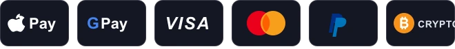 Accepted Payment Methods: Apple Pay, Google Pay, Visa, Mastercard, PayPal, Crypto