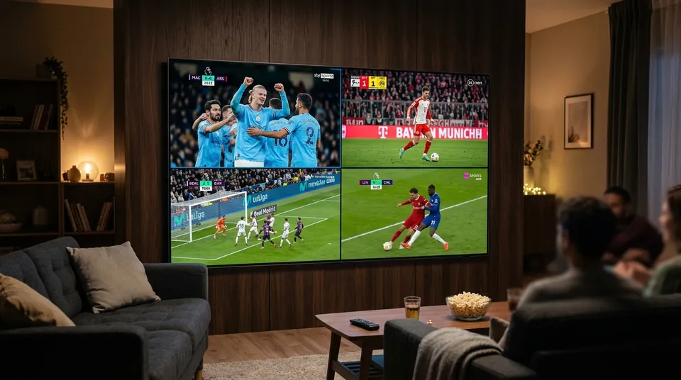 Multi-View IPTV Player UK: TiviMate quad-screen streaming 4 simultaneous live Premier League matches